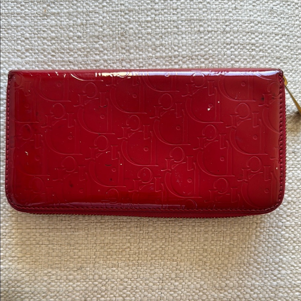 Vintage Dior Red Embossed Wallet